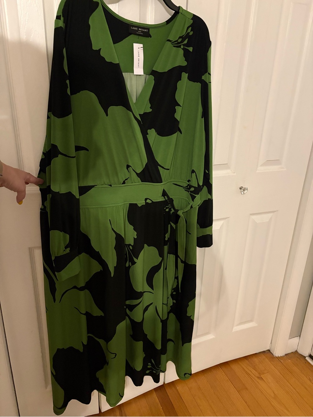 Lane Bryant Black and Green Floral Wrap Dress